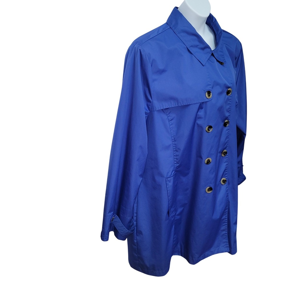 Harve Bernard Blue Double Breasted Rain Trench Coat 3X Preppy Waterproof Spring - Picture 2 of 13